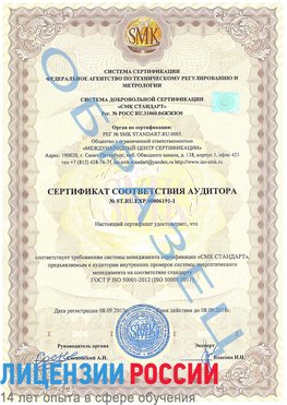 Образец сертификата соответствия аудитора №ST.RU.EXP.00006191-1 Яхрома Сертификат ISO 50001